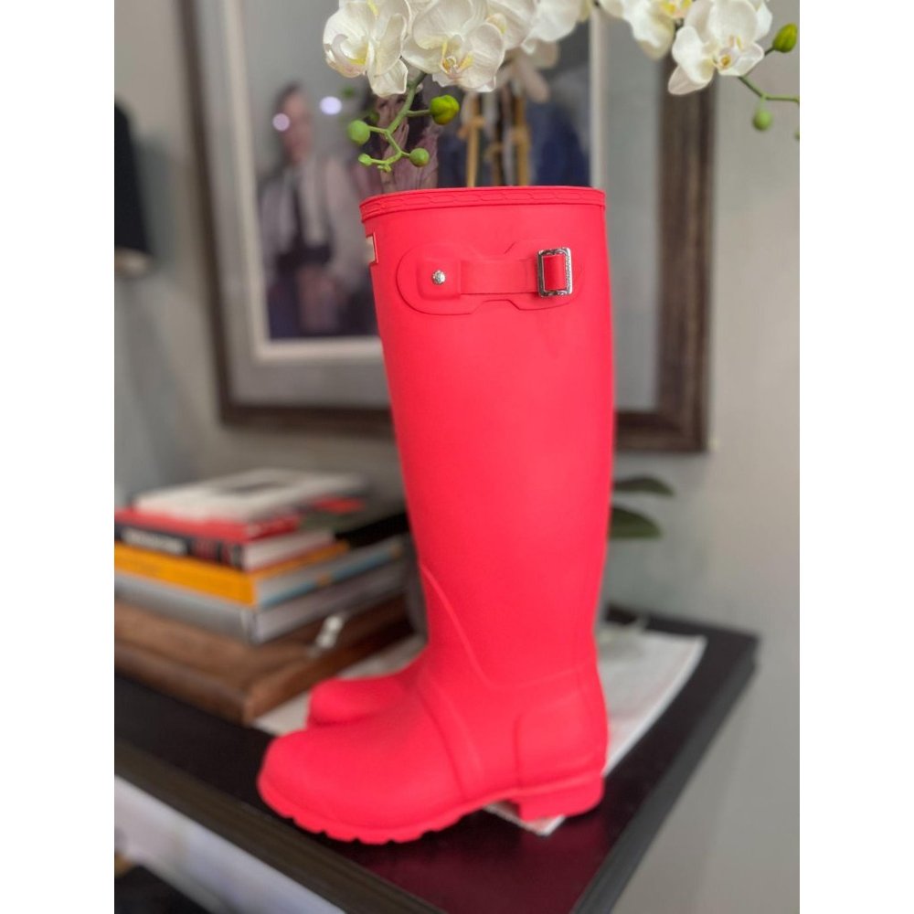 Hunter Tall Waterproof Rain Boot Neon Pink 5 - Picture 3 of 11